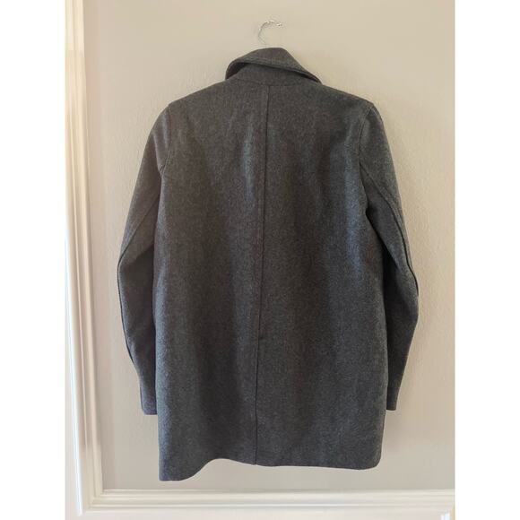 Gap Grey Women's Wool Blend Coat w/Black Leather Trim Size XS - Picture 3 of 6